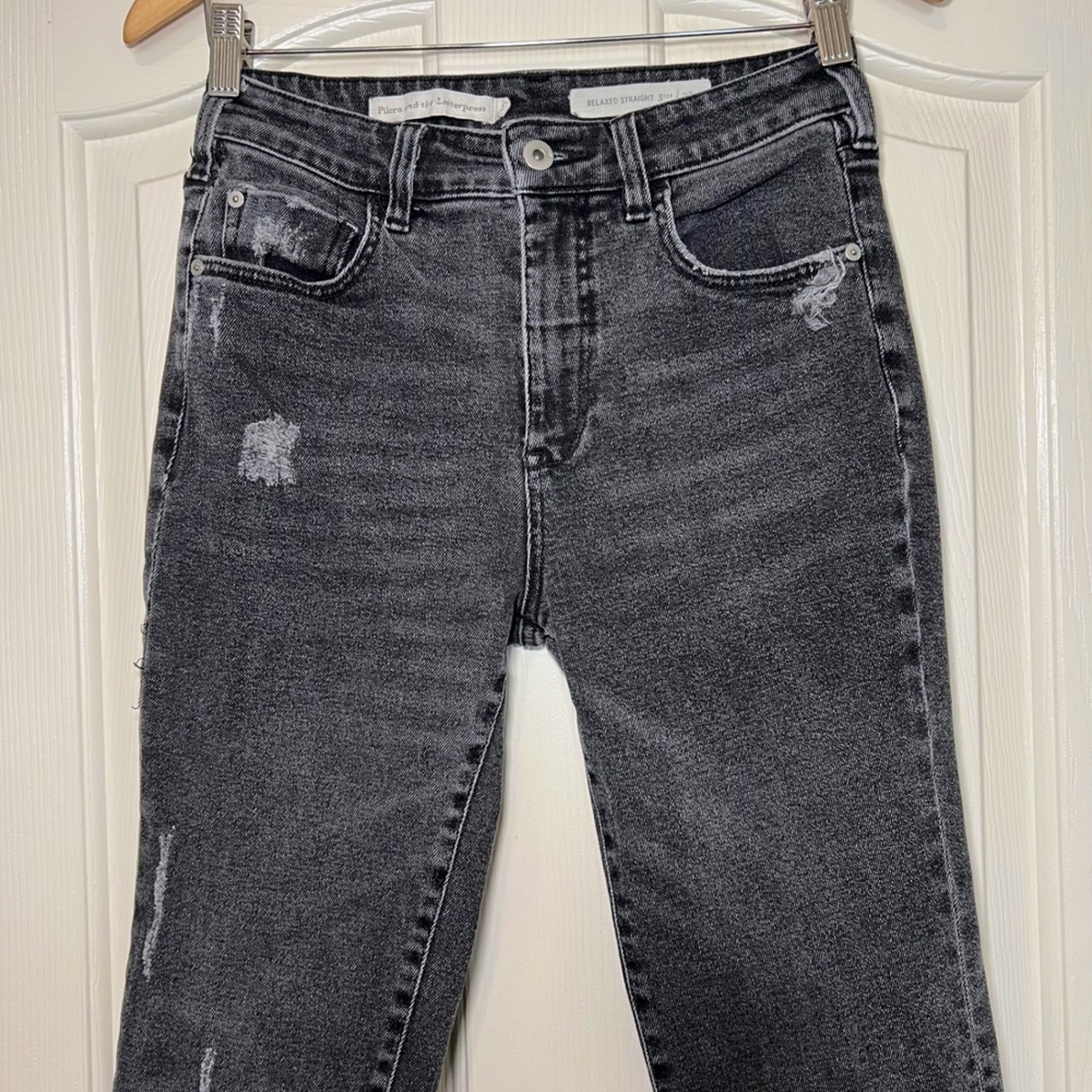 Pilcro and the Letterpress Relaxed Straight Cropped Jeans Distressed 27 - Picture 4 of 11